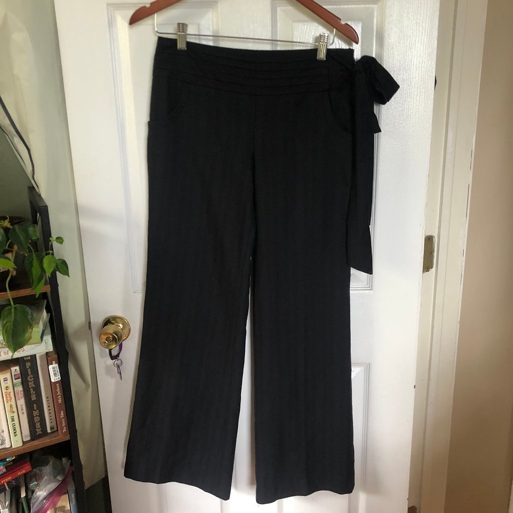 Elevenses Anthropologie Black blue striped pants 4